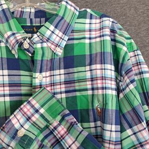 Polo Ralph Lauren Shirt Mens XXL Green Plaid Button Down LS Shirt Large